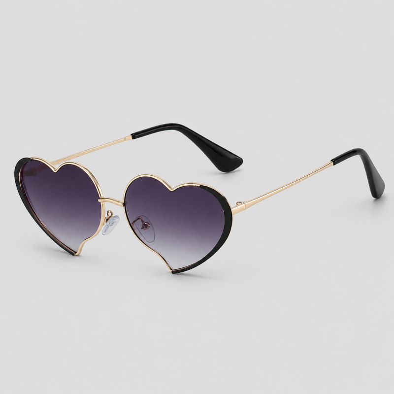 Heart Shape Gradient Lens Metal Sunglasses