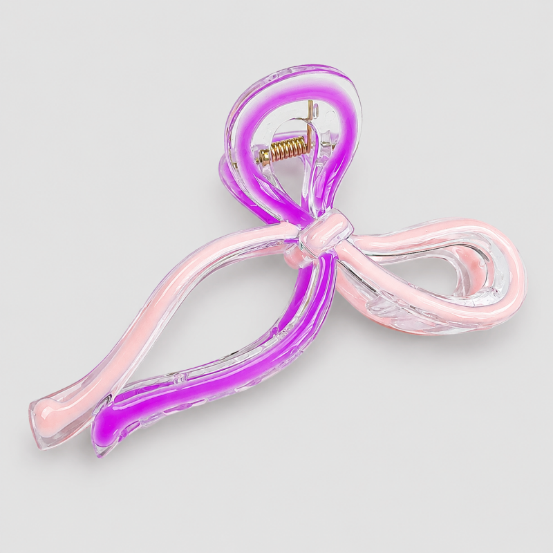 Two-Tone Transparent Bow Hair Claw Clip