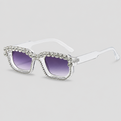 Small Rectangle Full Rhinestone Border Retro Bling Sunglasses
