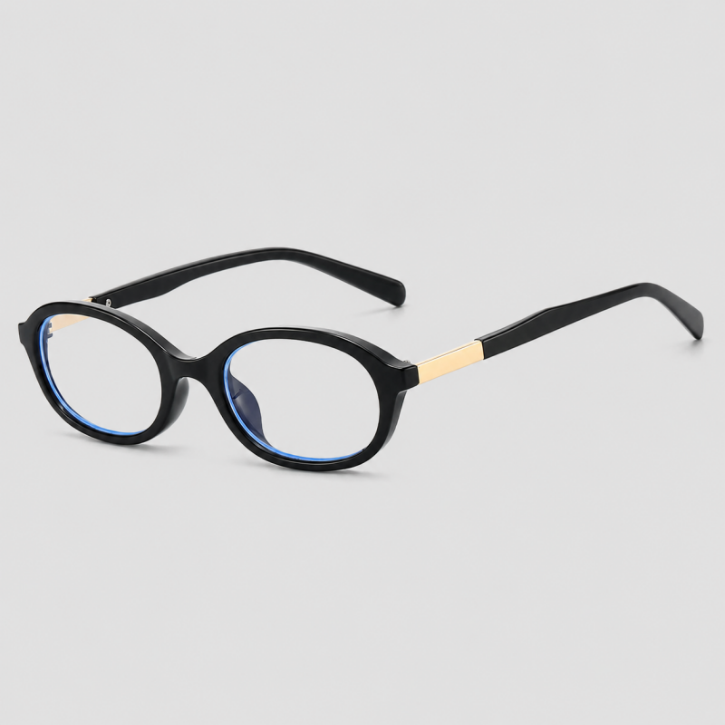 Small Oval Two-tone Metal Spliced Temple Glasses