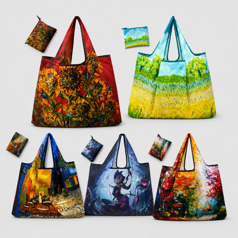 Foldable Printed Reusable Shopping Tote Bag