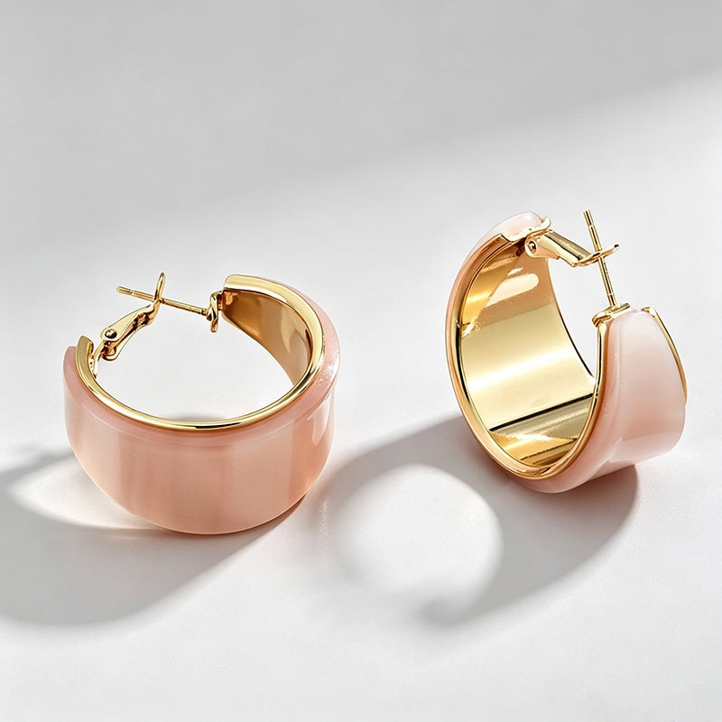 C-Shape Resin Hoop Earrings