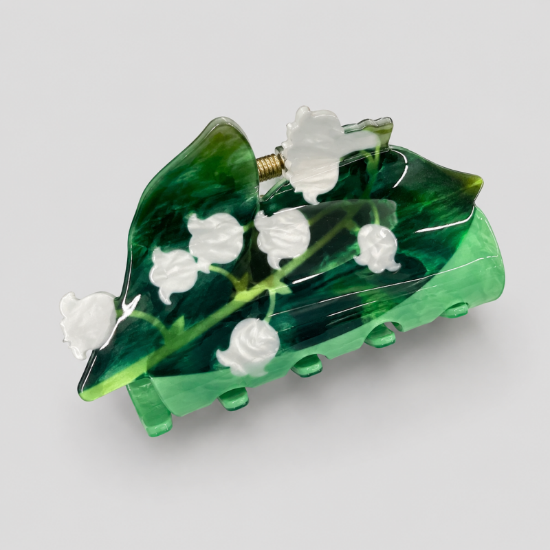 Hand-Painted Floral Shark Hair Claw Clip