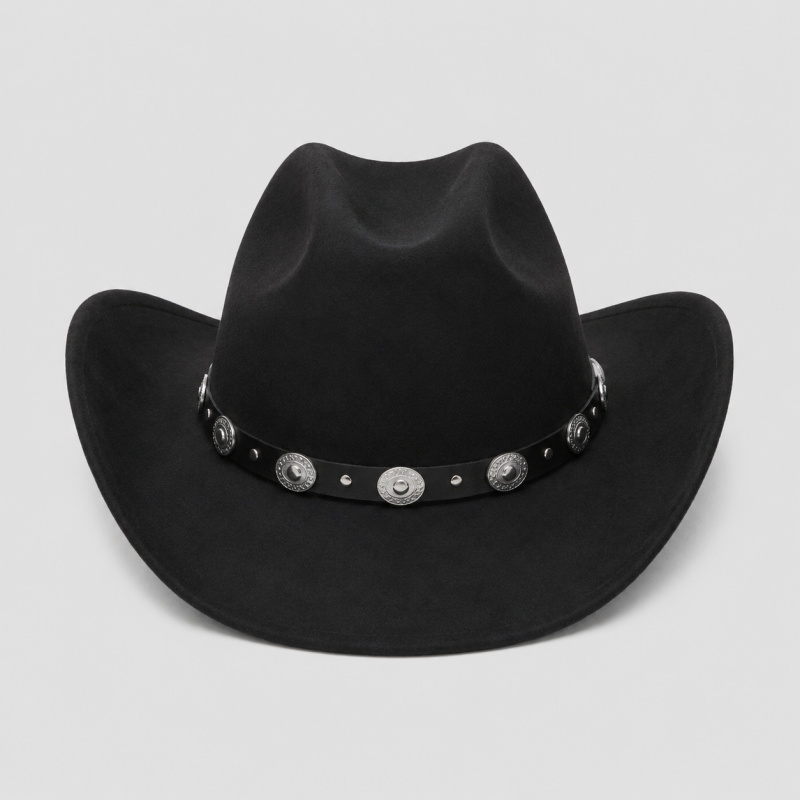 Black Western Cowboy Hat with Concho Stud Band