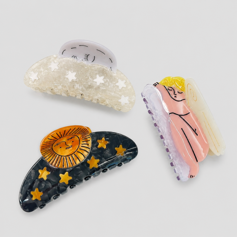 Sun Moon Angel Star Large Shark Hair Claw Clip