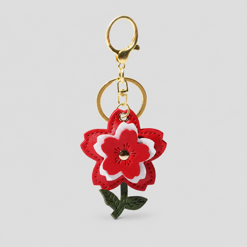 Fresh PU Faux Leather Sunflower Keychain