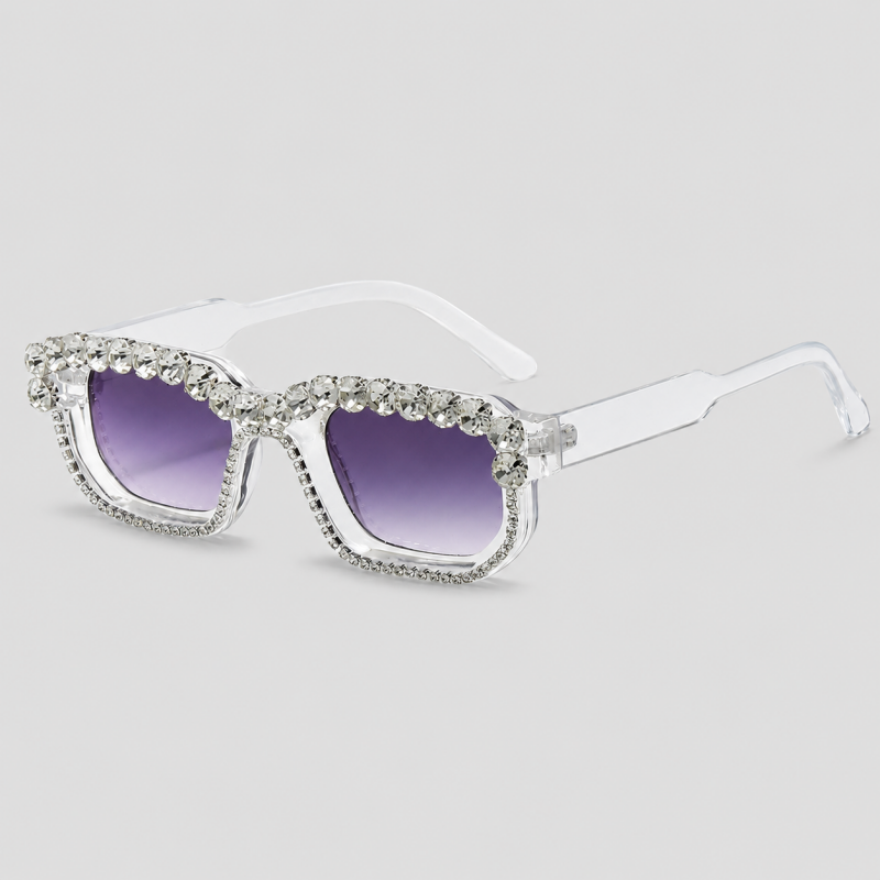 Small Rectangle Full Rhinestone Border Retro Bling Sunglasses