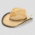 Western Faux Straw Sun Hat with Contrast Brim
