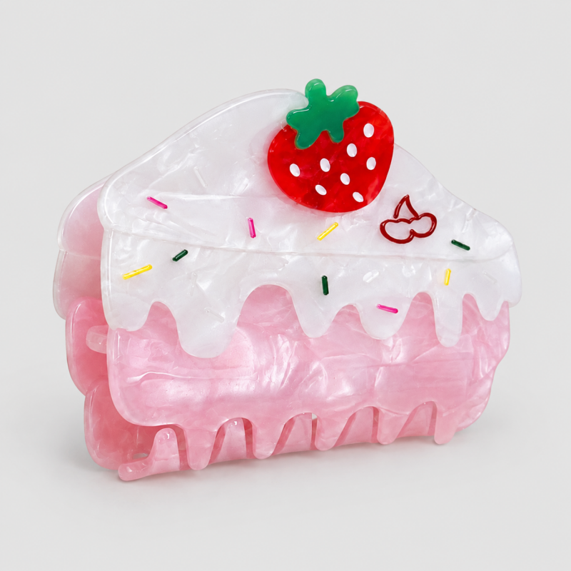 Strawberry Cake Slice Hair Claw Clip