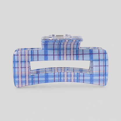 Hollow Three-Loop Grid Plaid Hair Claw Clip