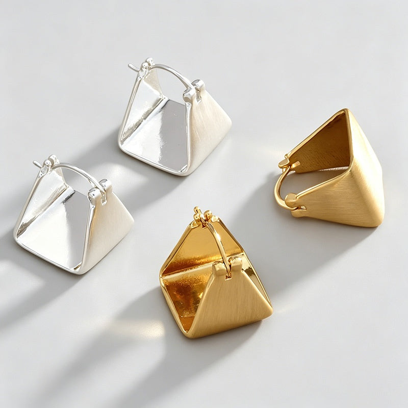 Matte Textured Triangle Ear Hoop Earrings