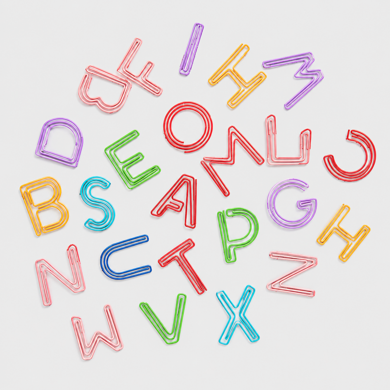 Alphabet Letter Shape Metal Paper Clips Set