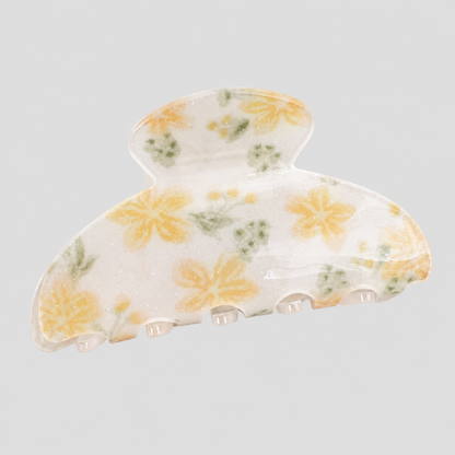 Dried Flower Print Shark Hair Claw Clip