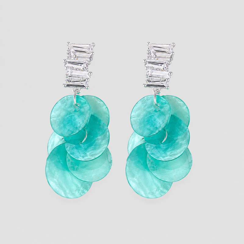 Zircon Natural Shell Tassel Earrings