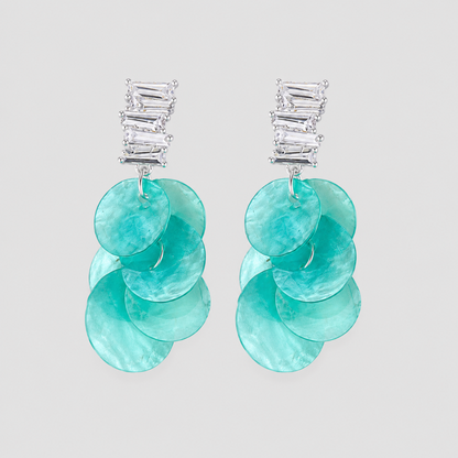 Zircon Natural Shell Tassel Earrings