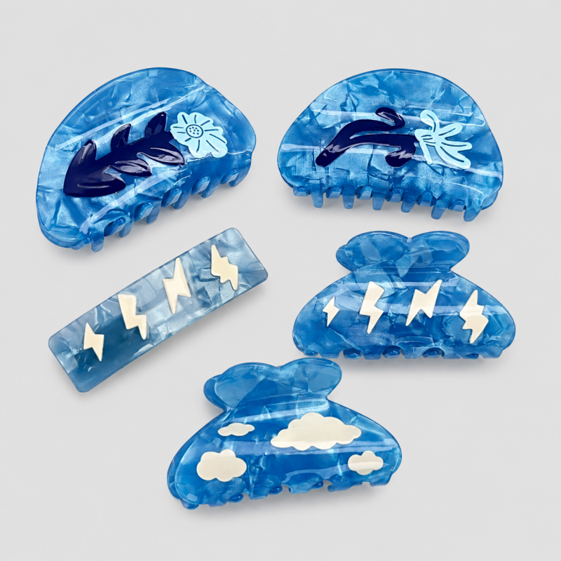 Cloud Print Butterfly Shark Hair Claw Clip