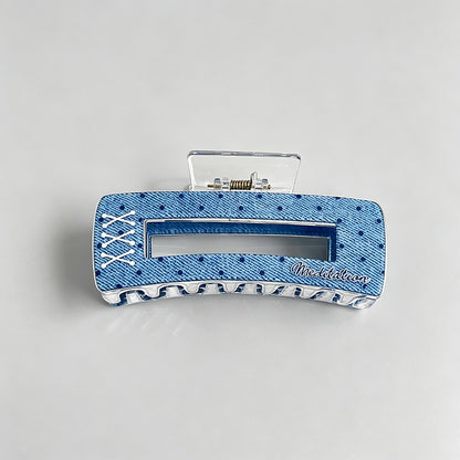 Blue Heart Print Hair Claw Clips
