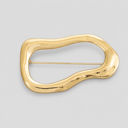 Irregular Hollow Oval Metal Brooch