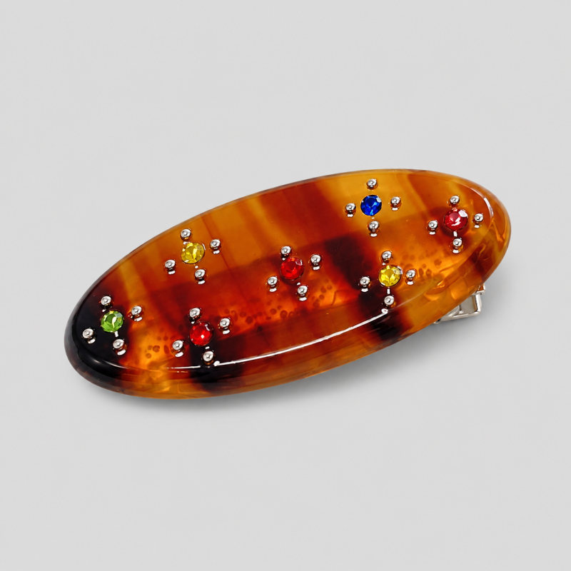 Mini Oval Rhinestone Hair Barrette