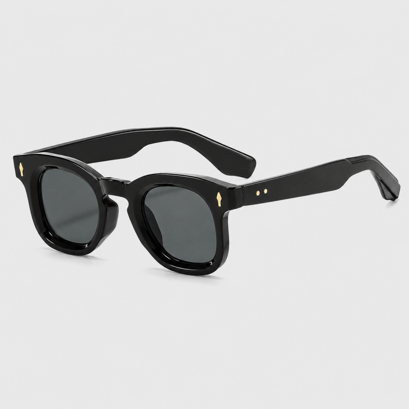 Thick Square Gold Stud Decor Retro Polarized Sunglasses