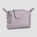 Faux Leather Zipper Coin Pouch with Key Ring