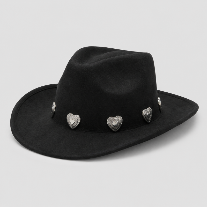 Western Cowboy Hat with Heart Concho Band