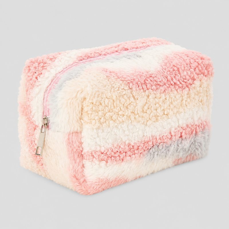 Gradient Color Block Rainbow Plush Pouch