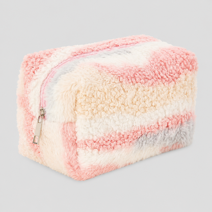 Gradient Color Block Rainbow Plush Pouch