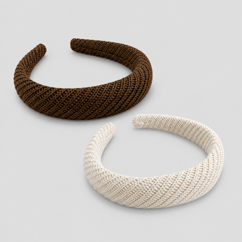 Solid Color Knitted Wide Fabric Headband