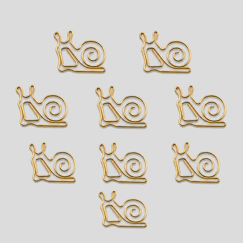 10 PCS Creative Snail Shape Electroplated Metal Paper Clips