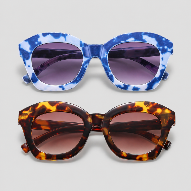 Irregular Cat Eye Thick Frame Gradient Lens Trendy Sunglasses