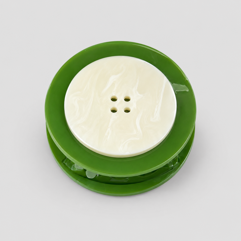 Two-Tone Button Round Hair Claw Clip