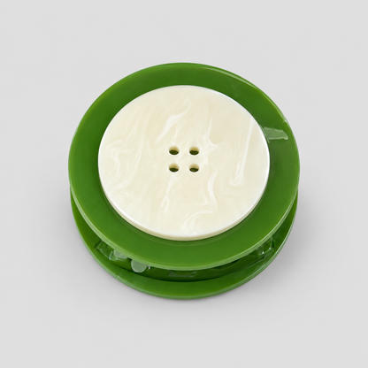 Two-Tone Button Round Hair Claw Clip