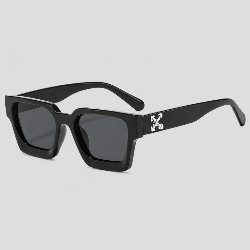 Thick Square Cross Logo Decor Fashion Sunglasses