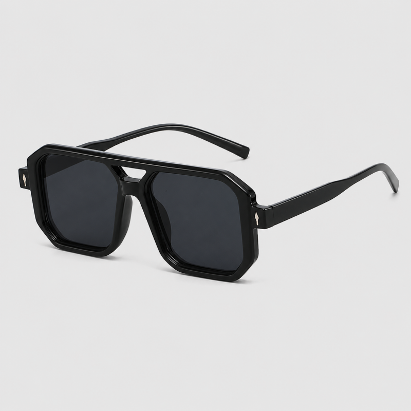 Double Bridge Arrow Metal Decor Square Sunglasses