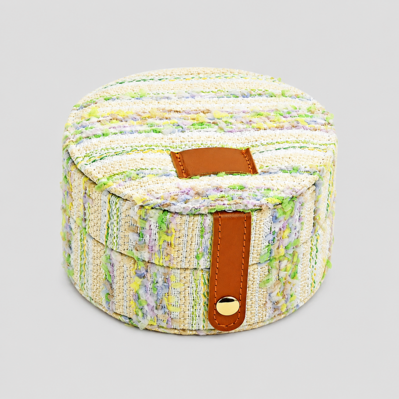 Tweed Round Jewelry Box