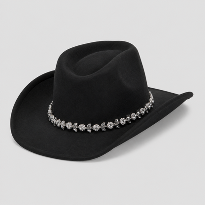 Black Western Cowboy Rhinestone Band
