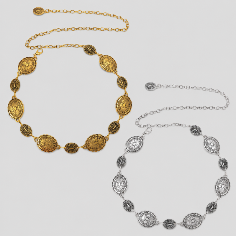 Western Concho Antique Gold Waist Chain Belt