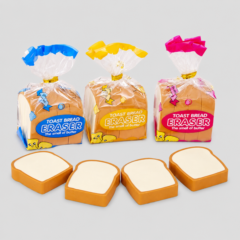 4PCS Toast Bread Shaped Eraser Set