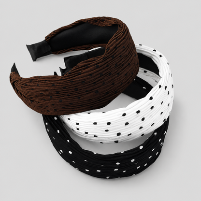 Crinkled Chiffon Polka Dot Headband