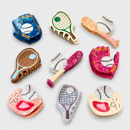 Sports Tennis & Baseball Acrylic Shark Hair Claw Clip