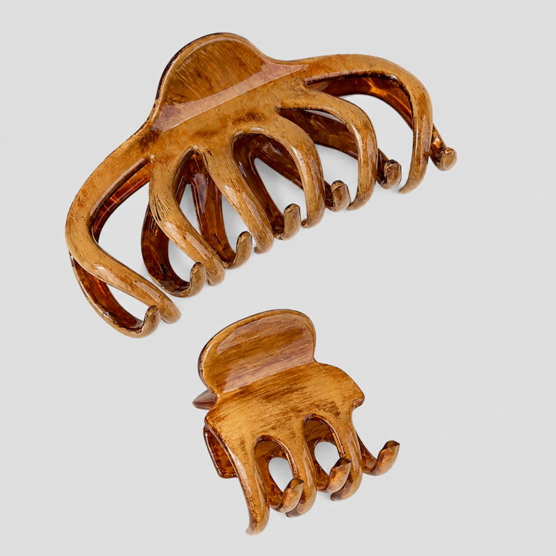 Wood Grain Textured Claw Clip