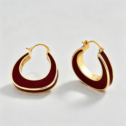 Enamel U-Shape Click Hoop Earrings