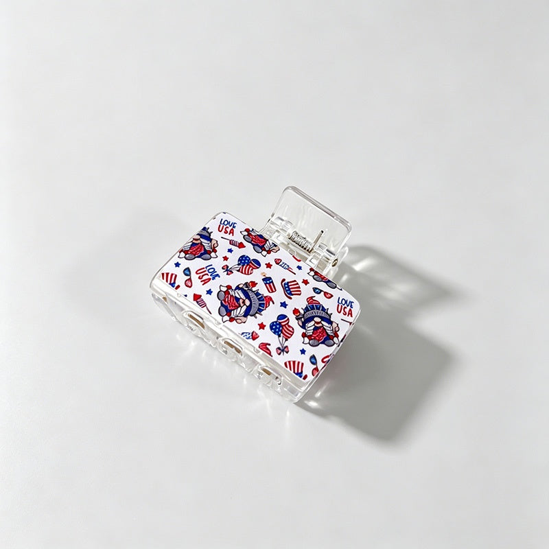 4th of July Crescent Print Hair Clip