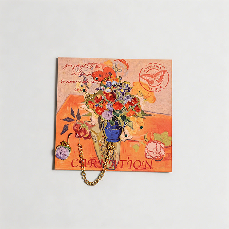 5 Random Retro Oil Painting Floral Metal Paper Clips Sets