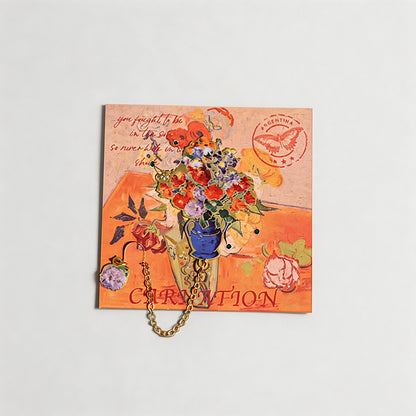 5 Random Retro Oil Painting Floral Metal Paper Clips Sets