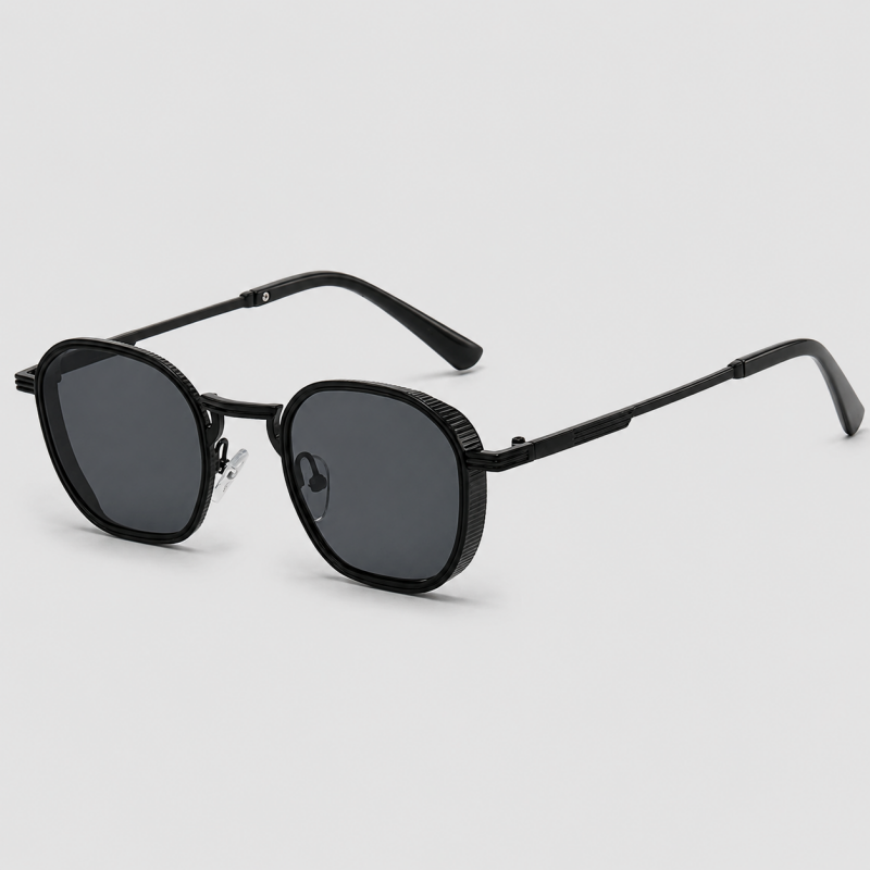 Textured Rim Hexagon Metal Sunglasses