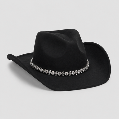 Black Western Cowboy Rhinestone Band