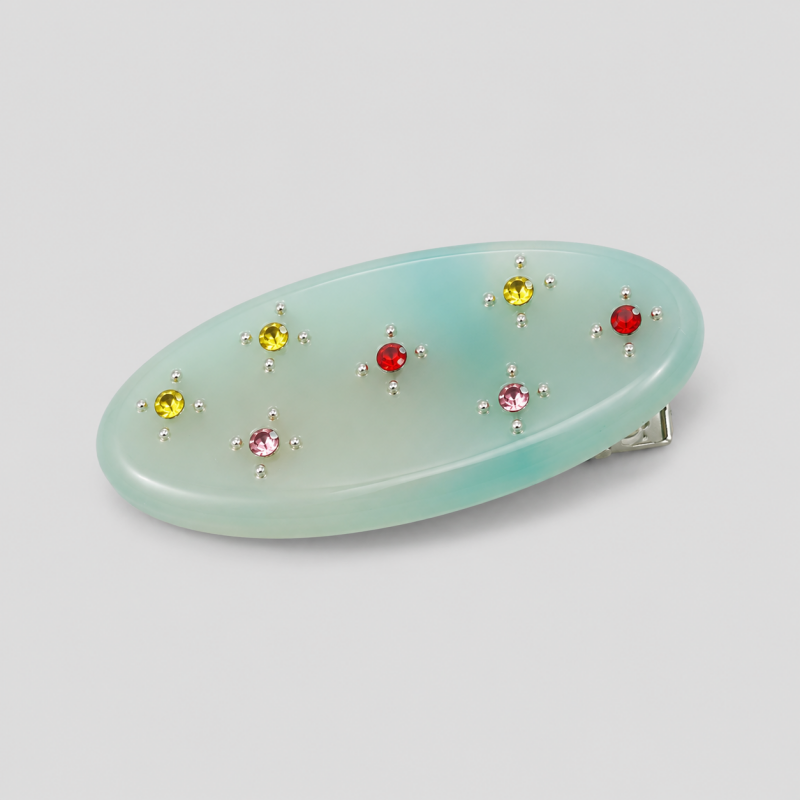 Mini Oval Rhinestone Hair Barrette