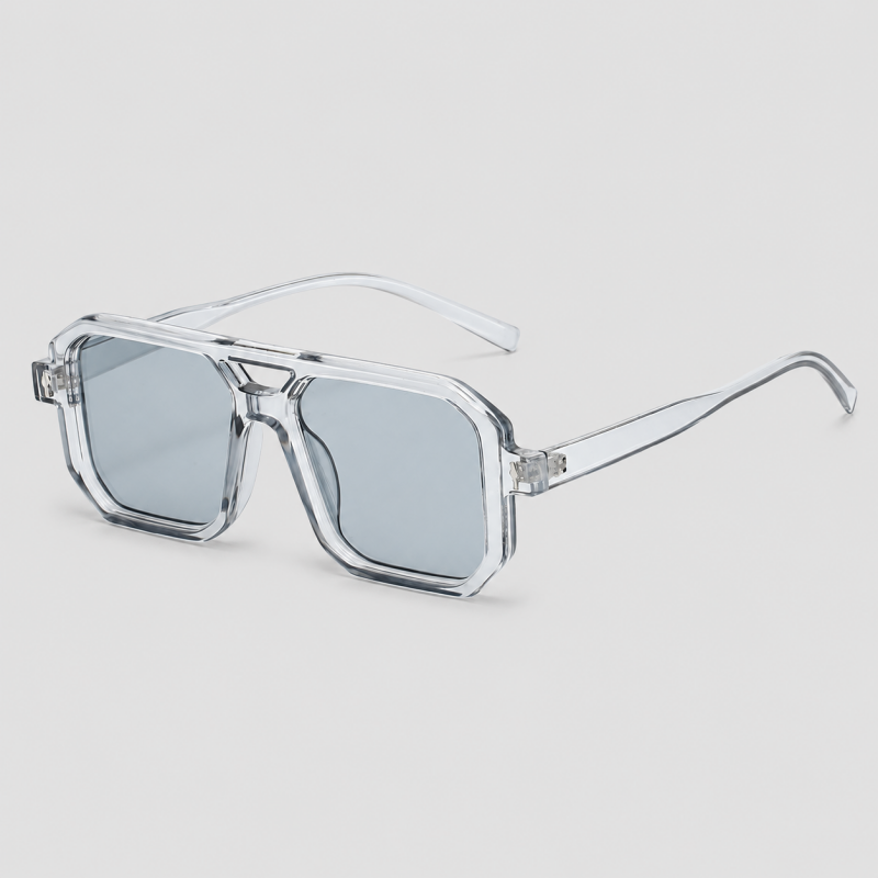 Double Bridge Arrow Metal Decor Square Sunglasses